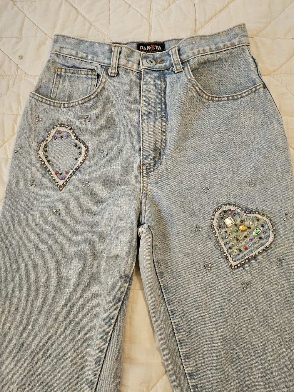 Dakota Blue Stonewashed Skinny Ankle Rhinestone Accented Jeans- Size 9